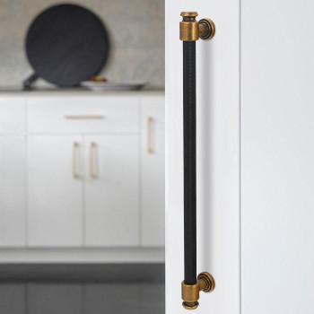 Bukobyhe 10 Pack 1235 Inch Black And Antique Brass Kitchen Cabinet Handles Knurled Cabinet Pulls Black Drawer Pulls Cabinet Ha