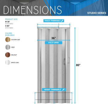Techni Home Studio Series 36 W Pvc Foldable Accordion Doors Walnut