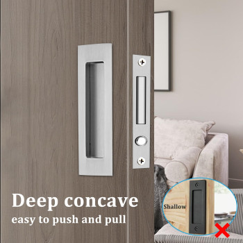 Dontay Sliding Pocket Door Handles 304 Stainless Steel Non Locking Pocket Door Hardware Recessed Flush Finger Pulls Heavy Dut