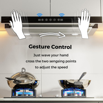 Cobuy Range Hood 30 Inch Builtininsert Range Hood Gesture Sensing Touch Control 3 Speeds Exhaust Fan 353 Cfm Stainless