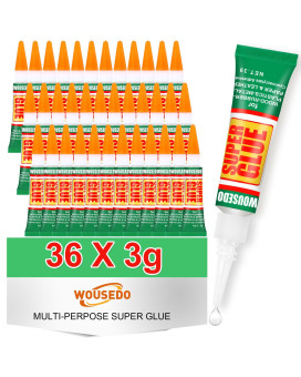 Wousedo 36 X 3G Super Glue Clear Strong Adhesive Super Glue Fast Drying Cyanoacrylate Glue For Wood Rubber Leather Plastic Me