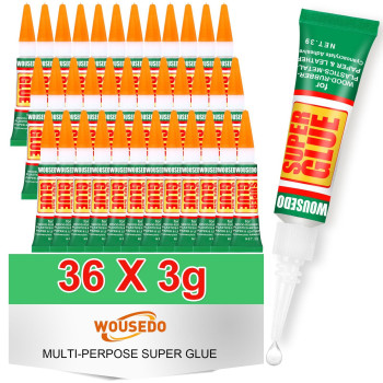 Wousedo 36 X 3G Super Glue Clear Strong Adhesive Super Glue Fast Drying Cyanoacrylate Glue For Wood Rubber Leather Plastic Me