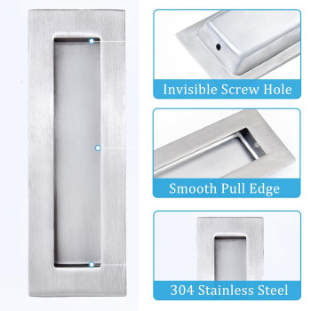 Dontay Sliding Pocket Door Handles 304 Stainless Steel Non Locking Pocket Door Hardware Recessed Flush Finger Pulls Heavy Dut