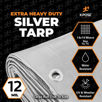 Heavy Duty Silver Poly Tarp 5 X 7 2Pack Multipurpose Protective Cover Durable Waterproof Weather Proof Rip And Tear