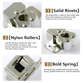 10 Pcs Cabinet Latch Double Roller Catch Heavy Duty Latch Hardware With Screws For Cabinet Kitchen Closet Doorsnickel Plating