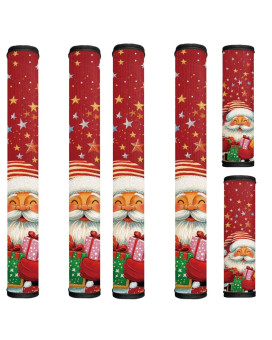 Huisefor Christmas Refrigerator Handle Covers Set Of 6 Santa Claus Adjustable Appliance Handle Covers Washable Antislip Homemad