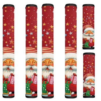 Huisefor Christmas Refrigerator Handle Covers Set Of 6 Santa Claus Adjustable Appliance Handle Covers Washable Antislip Homemad