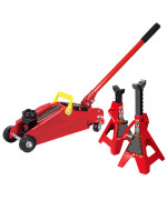 Big Red Torin Low Profile Floor Jack Hydraulic Trolley Floor Jack Combo With 2 Jack Stands 2 Ton 4000 Lb Capacity T820011