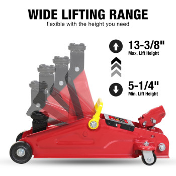 Big Red Torin Low Profile Floor Jack Hydraulic Trolley Floor Jack Combo With 2 Jack Stands 2 Ton 4000 Lb Capacity T820011