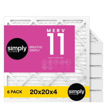 Simply Filters 20X20X4 Merv 11 Mpr 1000 Air Filter 6 Pack Actual Size 195X195 X 363 Hvac Ac Furnace Replacement