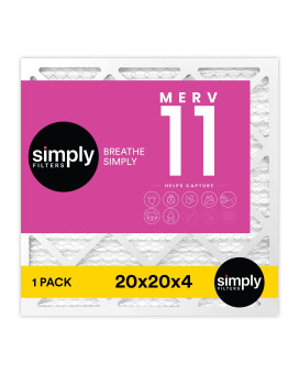 Simply Filters 20X20X4 Merv 11 Mpr 1000 Air Filter 1 Pack Actual Size 195X195 X 363 Hvac Ac Furnace Replacement