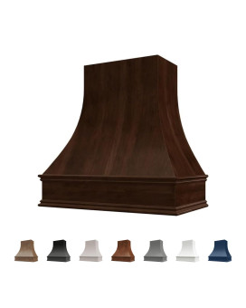 Riley Higgs Curved Front Espresso Range Hood Cover With Decorative Molding Wall Mounted Wood Range Hood Covers Plywood And