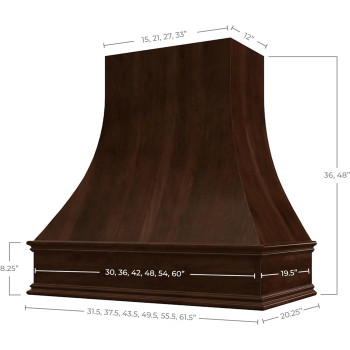 Riley Higgs Curved Front Espresso Range Hood Cover With Decorative Molding Wall Mounted Wood Range Hood Covers Plywood And