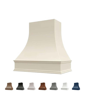 Riley Higgs Curved Front Antique White Range Hood Cover With Decorative Molding Wall Mounted Wood Range Hood Covers Plywood