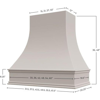 Riley Higgs Curved Front Light Grey Range Hood Cover With Decorative Molding Wall Mounted Wood Range Hood Covers Plywood An