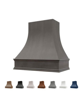 Riley Higgs Curved Front Stained Grey Range Hood Cover With Decorative Molding Wall Mounted Wood Range Hood Covers Plywood