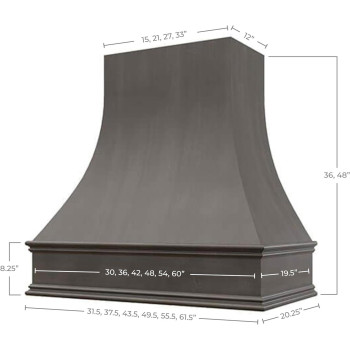 Riley Higgs Curved Front Stained Grey Range Hood Cover With Decorative Molding Wall Mounted Wood Range Hood Covers Plywood