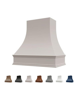 Riley Higgs Curved Front Light Grey Range Hood Cover With Decorative Molding Wall Mounted Wood Range Hood Covers Plywood An