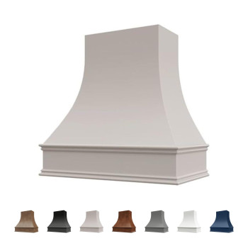 Riley Higgs Curved Front Light Grey Range Hood Cover With Decorative Molding Wall Mounted Wood Range Hood Covers Plywood An