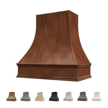 Riley Higgs Curved Front Chocolate Range Hood Cover With Decorative Molding Wall Mounted Wood Range Hood Covers Plywood And