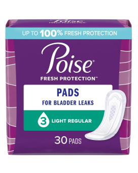 Poise Incontinence Pads Postpartum Incontinence Pads 3 Drop Light Absorbency Regular Length 30 Count Packaging May Vary