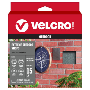 Velcro Brand Outdoor Wide Heavy Duty Strips 6 X 4 Pk Of 3 Holds 15 Lbs Titanium Extreme Industrial Strength Adhesive F