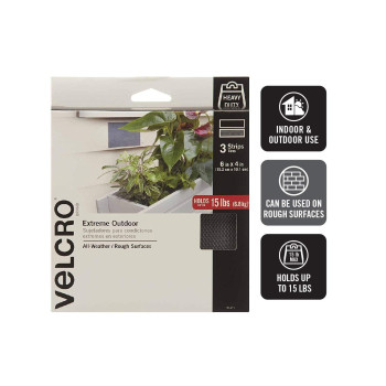 Velcro Brand Outdoor Wide Heavy Duty Strips 6 X 4 Pk Of 3 Holds 15 Lbs Titanium Extreme Industrial Strength Adhesive F