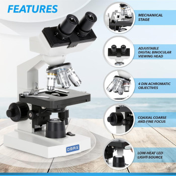 Omax M82E 40X1000X Lab Led Binocular Compound Microscope With Double Layer Mechanical Stage