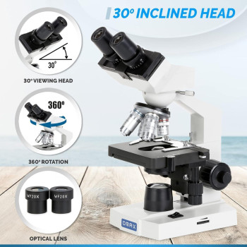 Omax M82E 40X1000X Lab Led Binocular Compound Microscope With Double Layer Mechanical Stage