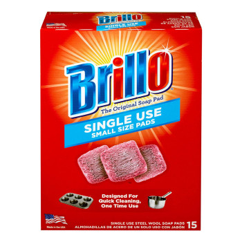 Brillo Single Use Steel Wool Soap Pads Smaller Size Original Red Scent 15 Count Pack Of 1