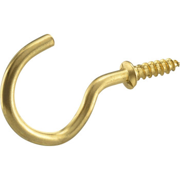 Hillman 851848 0.5 in. Solid Brass Cup Hook