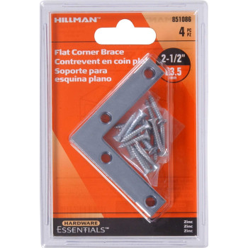 Hillman 851086 2.5 x 0.5 in. Zinc Plated Flat Corner Iron