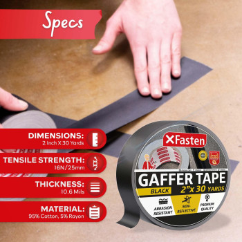 Xfasten Black Gaffers Tape 2 Inch X 30 Yards 90 Feet Residuefree Matte Black Gaffer Tape 2 Inch Nonreflective Easytotear B