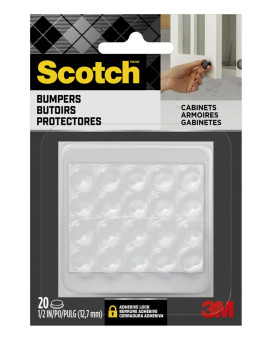 Scotch Clear Adhesive Bumper Pads 20 Pcs Selfstick Rubber Pads 12 Round Cabinet Door Rubber Bumpers Designed To Protect C