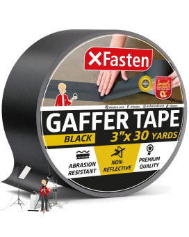 Xfasten Black Gaffers Tape 3 Inch X 30 Yards 90Ft Residuefree Matte Black Gaffer Tape 3 Inch Nonreflective Easytotear Blac