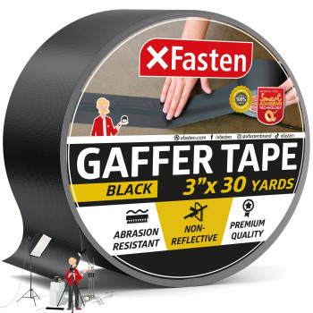 Xfasten Black Gaffers Tape 3 Inch X 30 Yards 90Ft Residuefree Matte Black Gaffer Tape 3 Inch Nonreflective Easytotear Blac