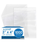 Spartan Industrial 3 X 4 1000 Count 2 Mil Clear Reclosable Zip Plastic Poly Bags With Resealable Lock Seal Zipper