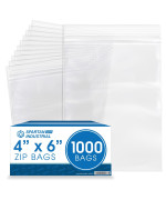 Spartan Industrial 4 X 6 1000 Count 2 Mil Clear Reclosable Zip Plastic Poly Bags With Resealable Lock Seal Zipper