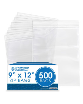 Spartan Industrial 9 X 12 500 Count 2 Mil Clear Reclosable Zip Plastic Poly Bags With Resealable Lock Seal Zipper