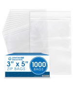 Spartan Industrial 3 X 5 1000 Count 2 Mil Clear Reclosable Zip Plastic Poly Bags With Resealable Lock Seal Zipper