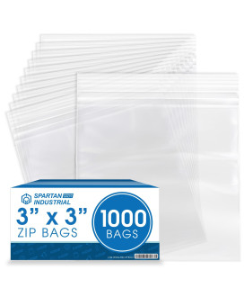 Spartan Industrial 3 X 3 1000 Count 2 Mil Clear Reclosable Zip Plastic Poly Bags With Resealable Lock Seal Zipper