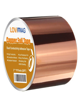 Lovimag Copper Foil Tape 2Inch X 33 Ft With Conductive Adhesive For Guitar And Emi Shielding Crafts Electrical Repairs Grou