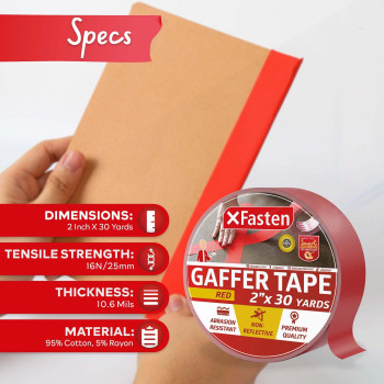 Xfasten Red Gaffers Tape 2 Inch X 30 Yards No Residue Tape Pro Gaff Tape For Cable Nonreflective Matte Finish Gaffer Tape H