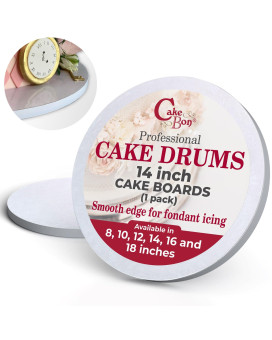 Cakebon Cake Boards Sturdy 12 Inch Cake Drum 14 Inch Cake Boards Professional Smooth Straight Edges White 1Pack Cake Board