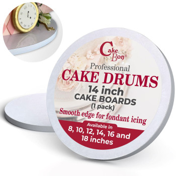 Cakebon Cake Boards Sturdy 12 Inch Cake Drum 14 Inch Cake Boards Professional Smooth Straight Edges White 1Pack Cake Board