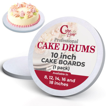 Cake Boards By Cakebon Sturdy 12 Inch Cake Drums 10 Inch Cake Boards Professional Smooth Straight Edges White 1Pack Cake