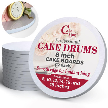 Cake Boards By Cakebon Sturdy 12 Inch Cake Drums 8 Inch Cake Boards Professional Smooth Straight Edges White 12Pack Cake