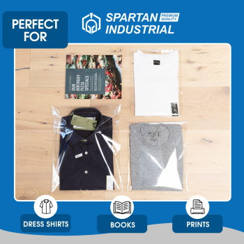 Spartan Industrial 12 X 15 100 Count Crystal Clear Resealable Cello Poly Bags For Packaging Clothing T Shirts Self