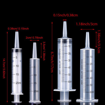 Frienda Large Plastic Syringe 4 Pack Measuring Syringe Tools Dispensing Multiple Uses 20 Ml And 60 Ml