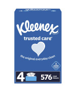 Kleenex Trusted Care Everyday Facial Tissues 4 Rectangular Boxes 144 Tissues Per Box 576 Tissues Total